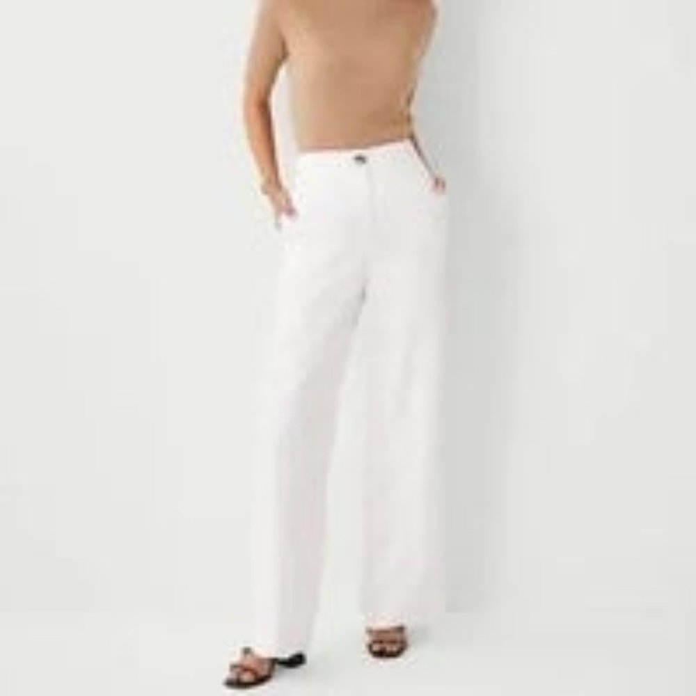 Ann Taylor White Wide-Leg Trousers